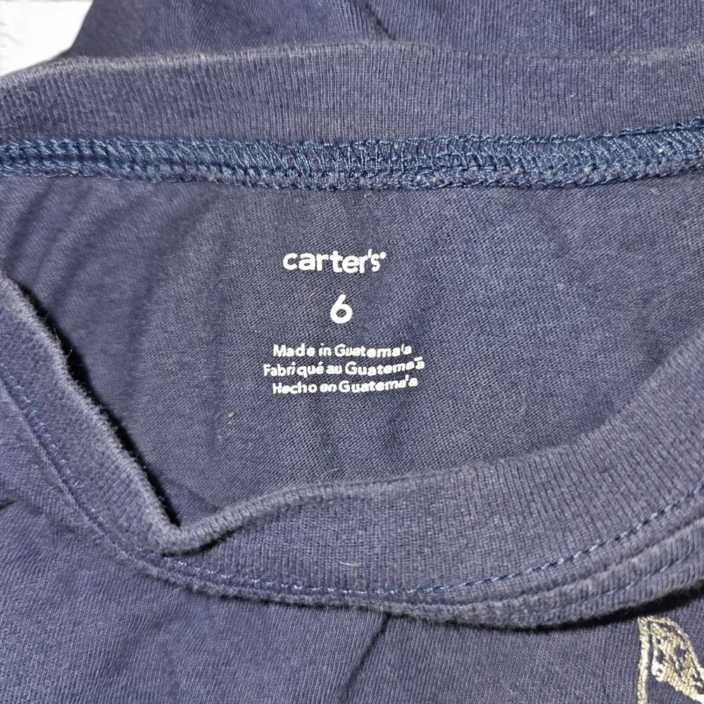 Carter's Graphic Tee Boys Size 6 Navy Blue Good Space Rocket Long Sleeve Shirt